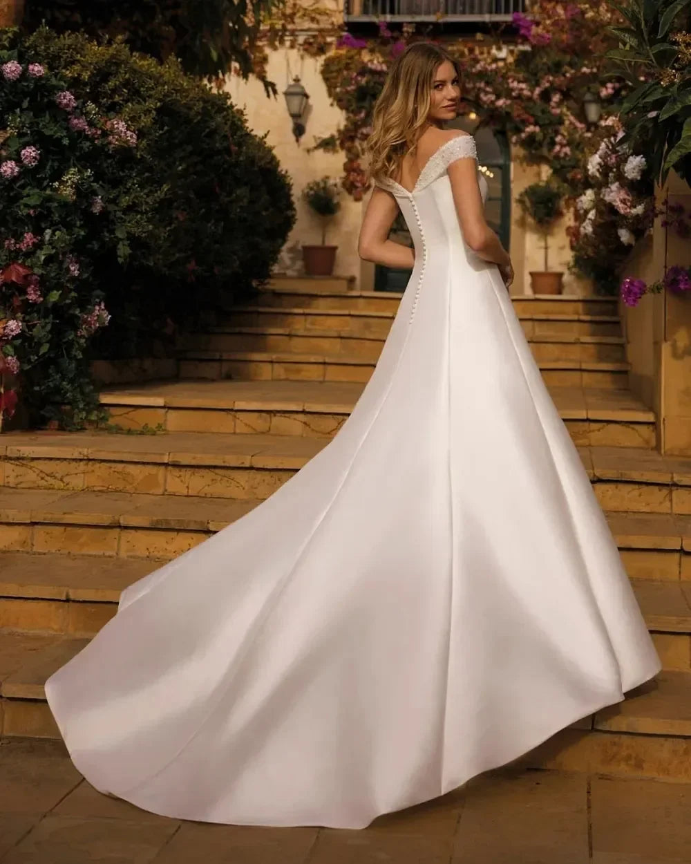 Satin A-line formal - side