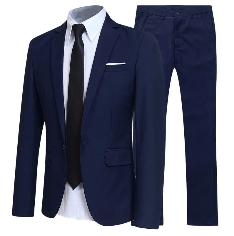 Men's British Style Elegant Blazers 2 Pieces Sets Business Shirt Pants Jacket Coat 3 Suits Formal Dress Wedding Luxury Suit