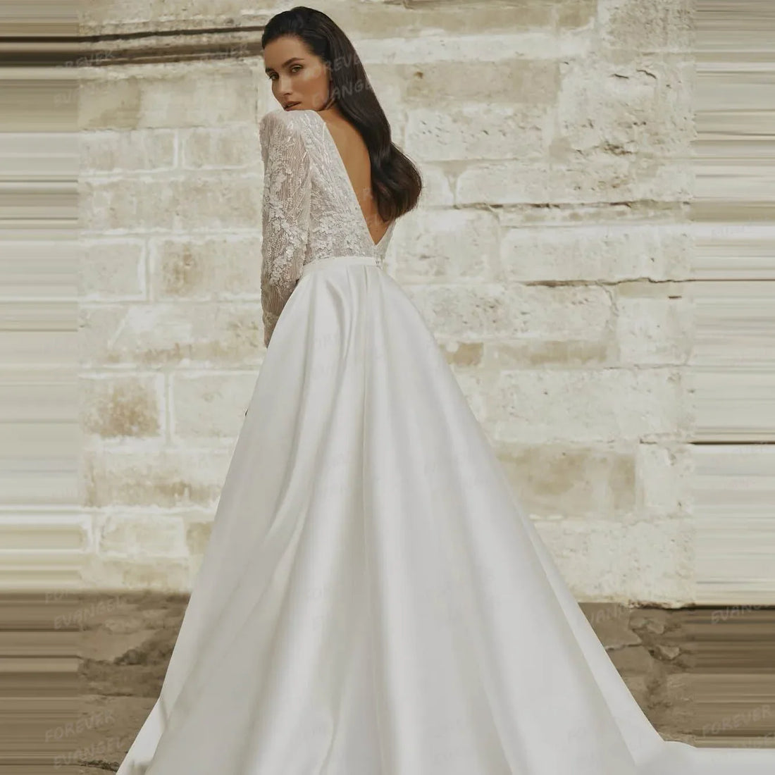 Classic A Line Wedding Dresses Woman's Sexy V Neck Boho Bride Gowns Side Split Satin Appliques Vestidos De Noche Customized