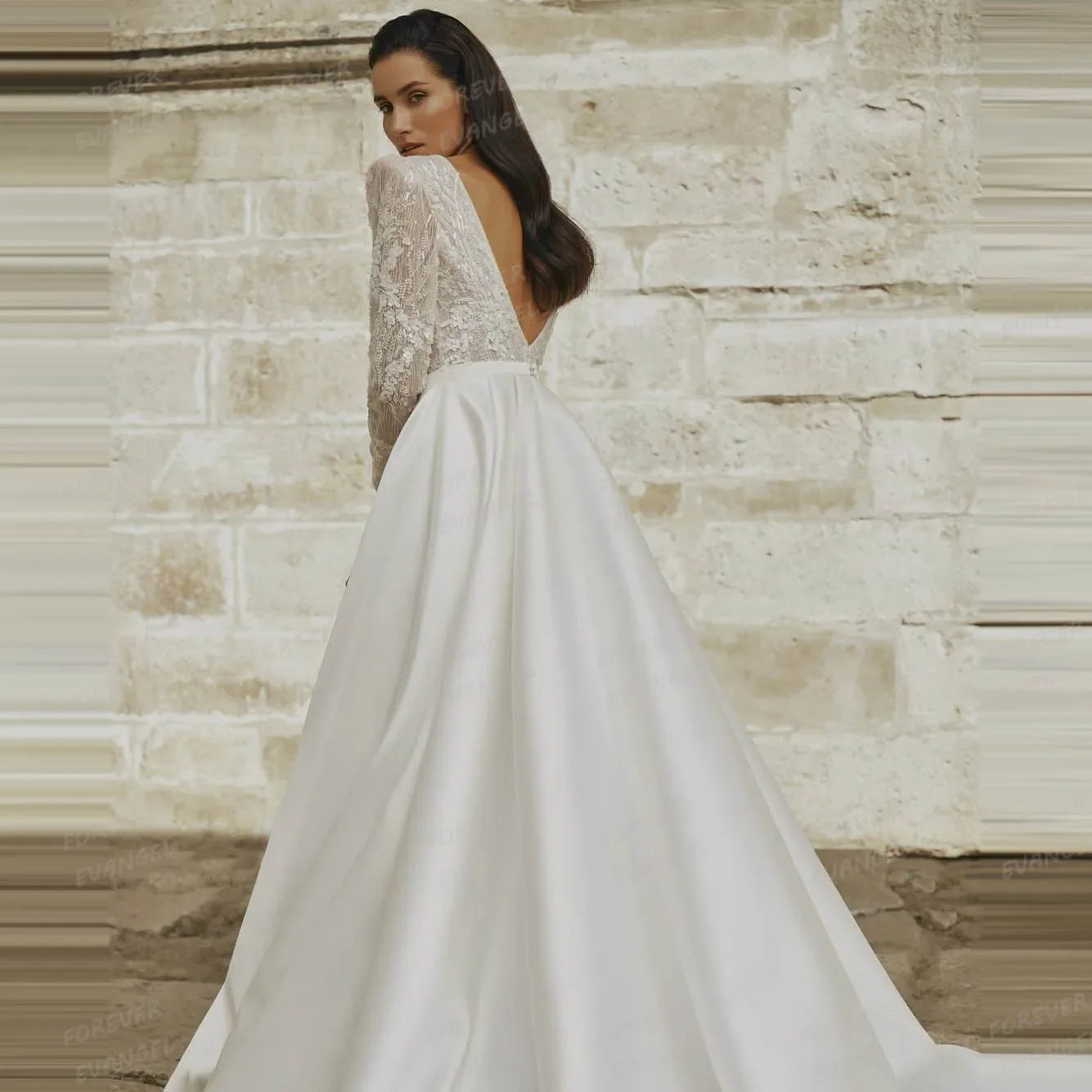 Classic A Line Wedding Dresses Woman's Sexy V Neck Boho Bride Gowns Side Split Satin Appliques Vestidos De Noche Customized
