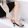 Party pumps elegant thin open toe high heels nightclub dress sandals women side 2