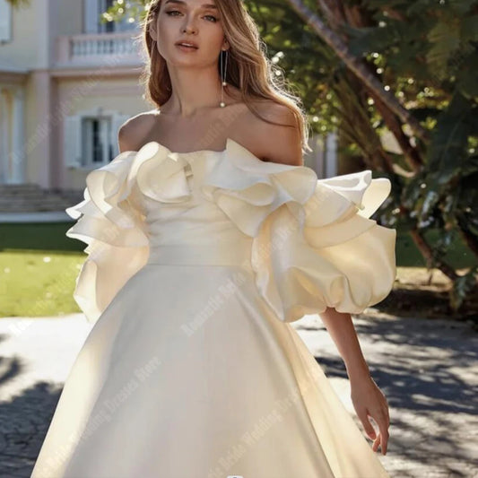 2024 Boho Off The Shoulder Women Wedding Dresses Engagement Ball Bridal Gowns Mopping Length Princess Backless Vestidos De Novia