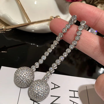 Luxury Zircon Bridal Earrings Cubic Zirconia Wedding Drop - front view