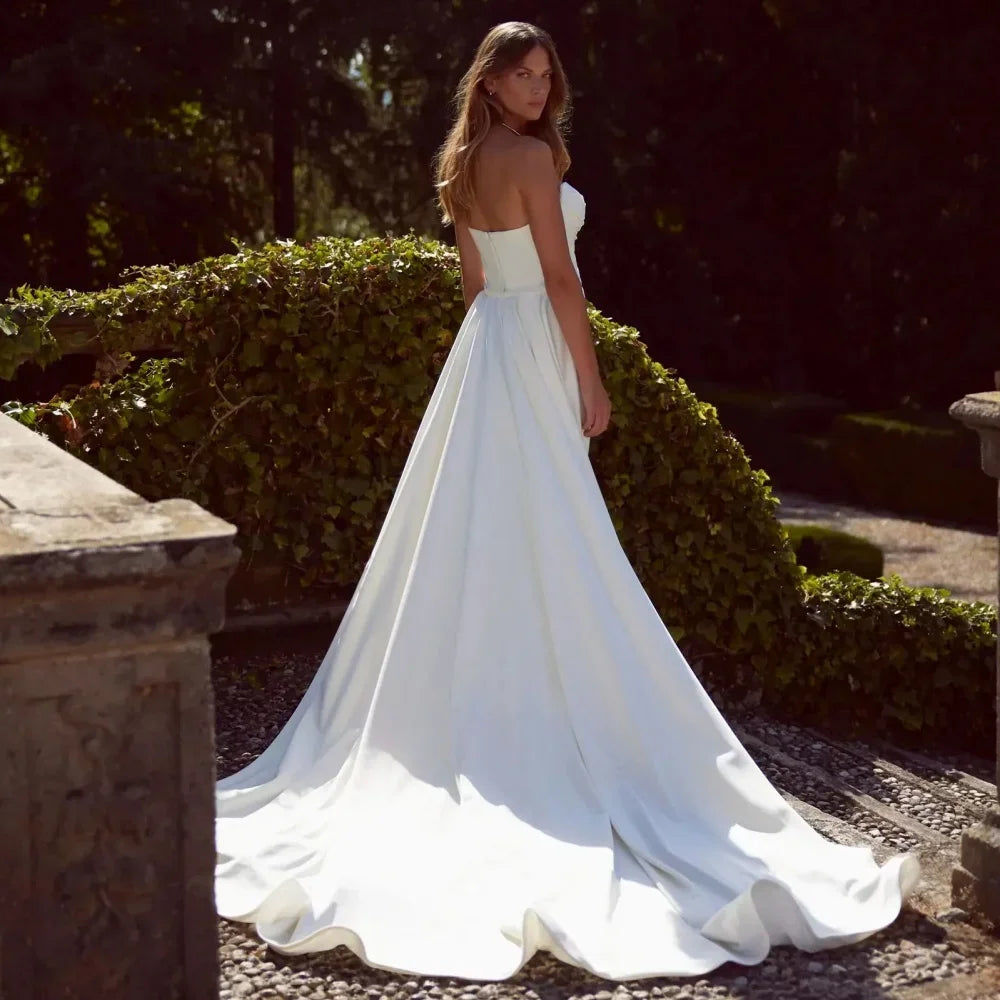Customized Graceful Wedding Dresses Sweetheart Neck Simple Bride Robe Mermaid Detachable Train Bridal Gowns vestidos de noiva