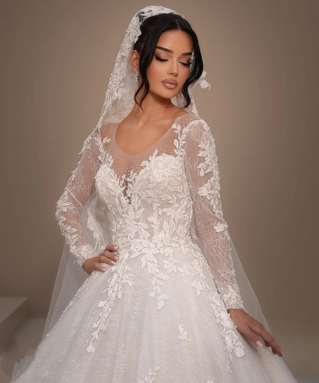 Applique bridal gown - side