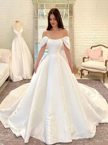 Elegant Satin Wedding Dresses Detachable Shoulder Siple Brdail Gowns Strapless robe de mariée Ivory Plus Size Marriage Outfits