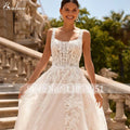 Exquisite Appliques Court Train A-Line Wedding Dress 2024 Classic Square Collar Lace Embroidered Princess Bridal Gown