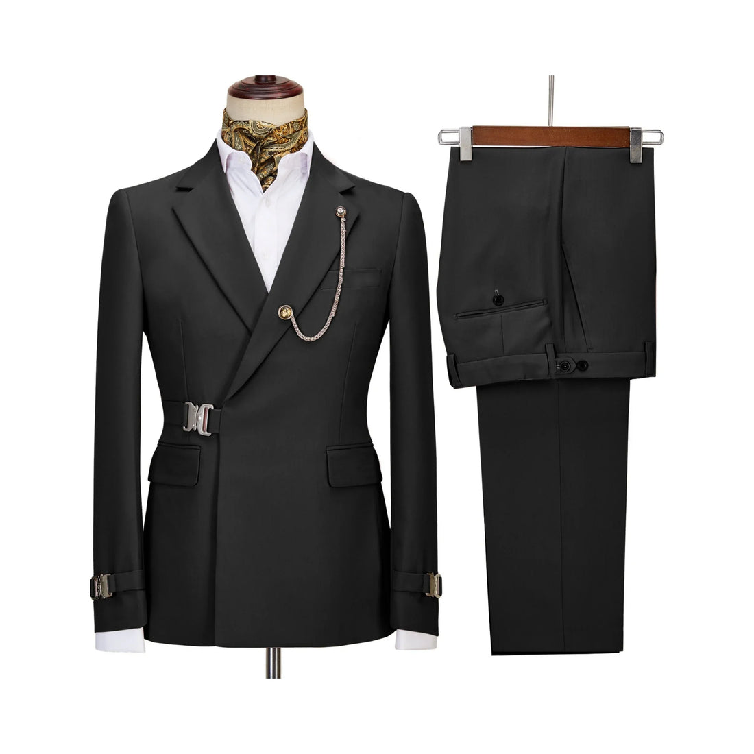 New design 2 piece slim fit metal clasp men suit daily prom wedding