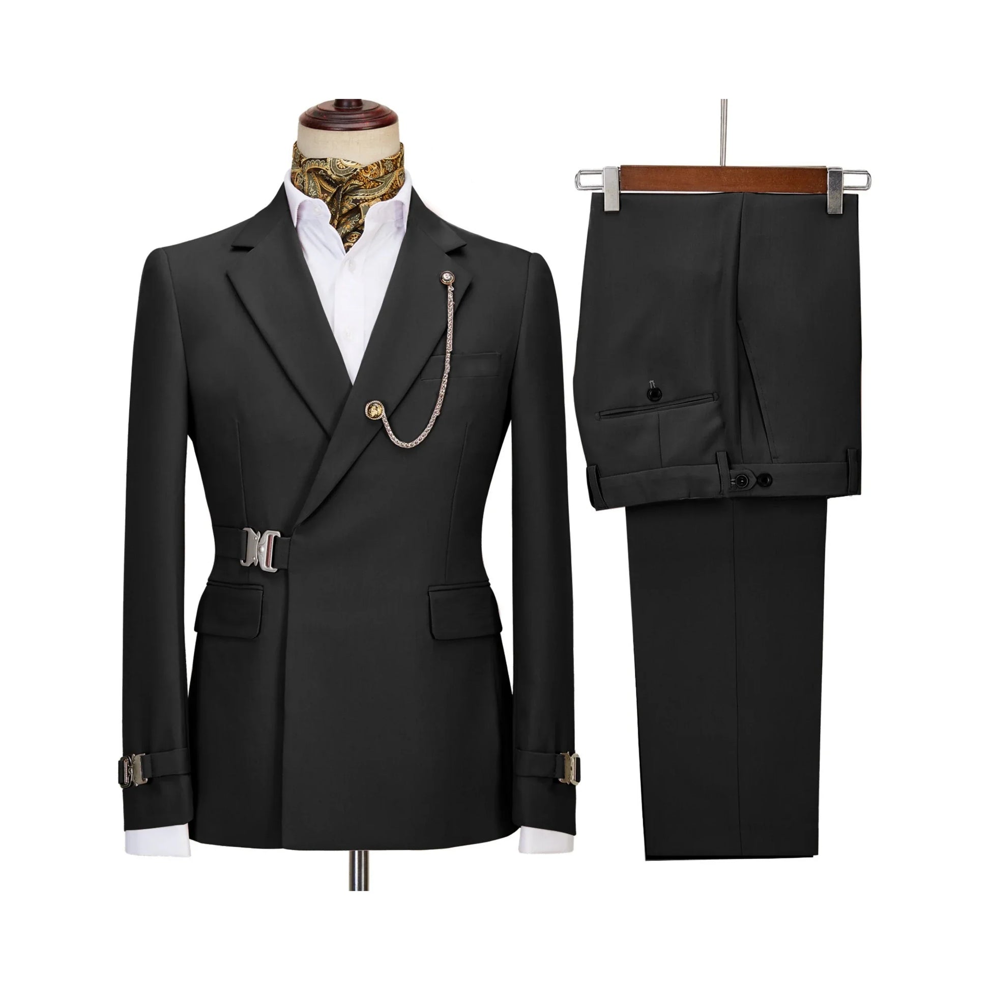 2 piece slim fit metal clasp new design men prom wedding suit side view