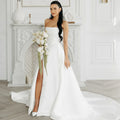 Modern Bridal Wedding Dresses Strapless High Slit Satin Wedding Party Gown Woman Simple Formal Bride Dress Customized