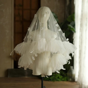 Feather Bridal Veil Short White Wedding Veils For Brides Evening Dinner Party Dress Women Girl Gifts Hair Accessories Jewelry