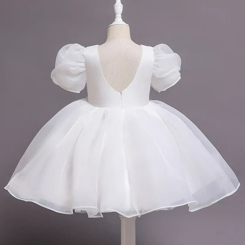 Girls Party Dresses White Flower Girls Dress for Wedding First Communion Formal Vestidos Evening Kid Backless Fluffy  Prom Gown