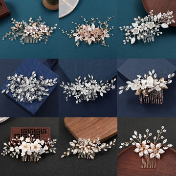 New Hair Comb Wedding Hair Accessories For Women Pearl Flower Hairpin Bridal Tiaras Exquisite Prom Jewelry Marriage Bijoux
