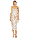 Backless white 3D flower lace strapless slim sleeveless elegant evening party club dress back view