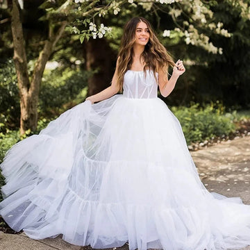 Customized 2026 Sexy Tulle Wedding Dress Spaghetti Straps Sleeveless Wedding Dresses Multi Layers Corset Bustier Bridal Gowns