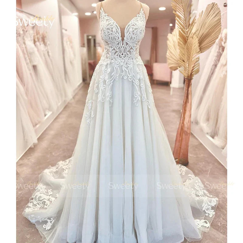 Simplicity Wedding Dress Organza Satin With Embroidery Lace Ball Gown A-Line Full Sleeve O-Neck Bride Dress Vestido De Novia But
