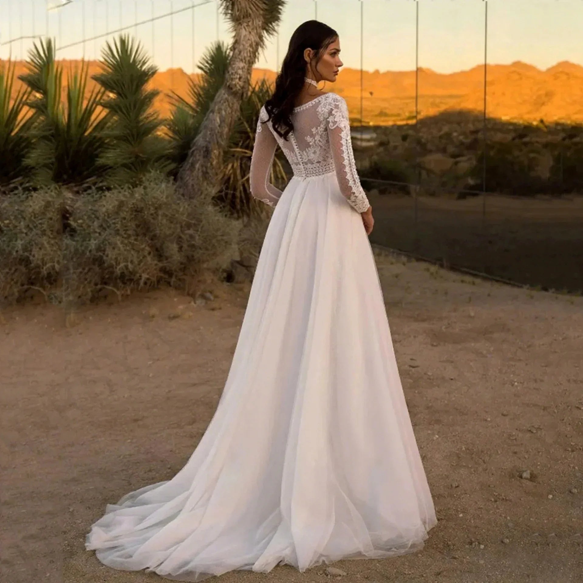 Lace tulle formal - side angle