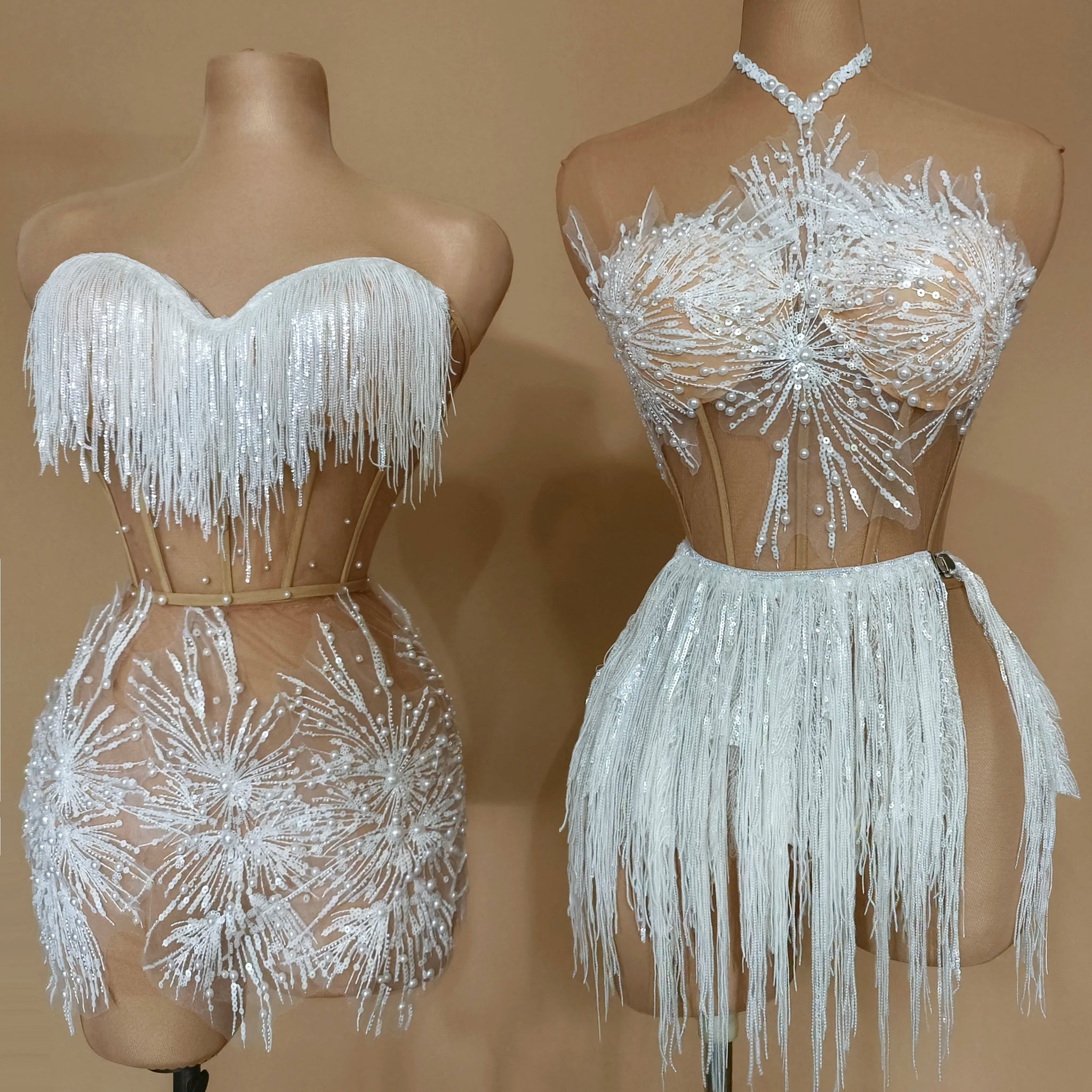 New Summer White Color Women Fashion's SexGallus Sleeveless Mini Dress Sparkling Squinsassel Celebrate Evening Party Dress  B192