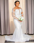Sheer neck long sleeves - back view