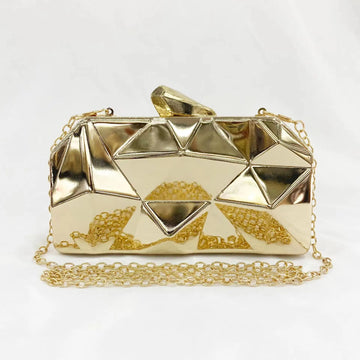Handbag Bags For Women New Clutches Fashion Geometric Mini Party Evening Purse Crossbody Shoulder Bag Gold Box Clutch