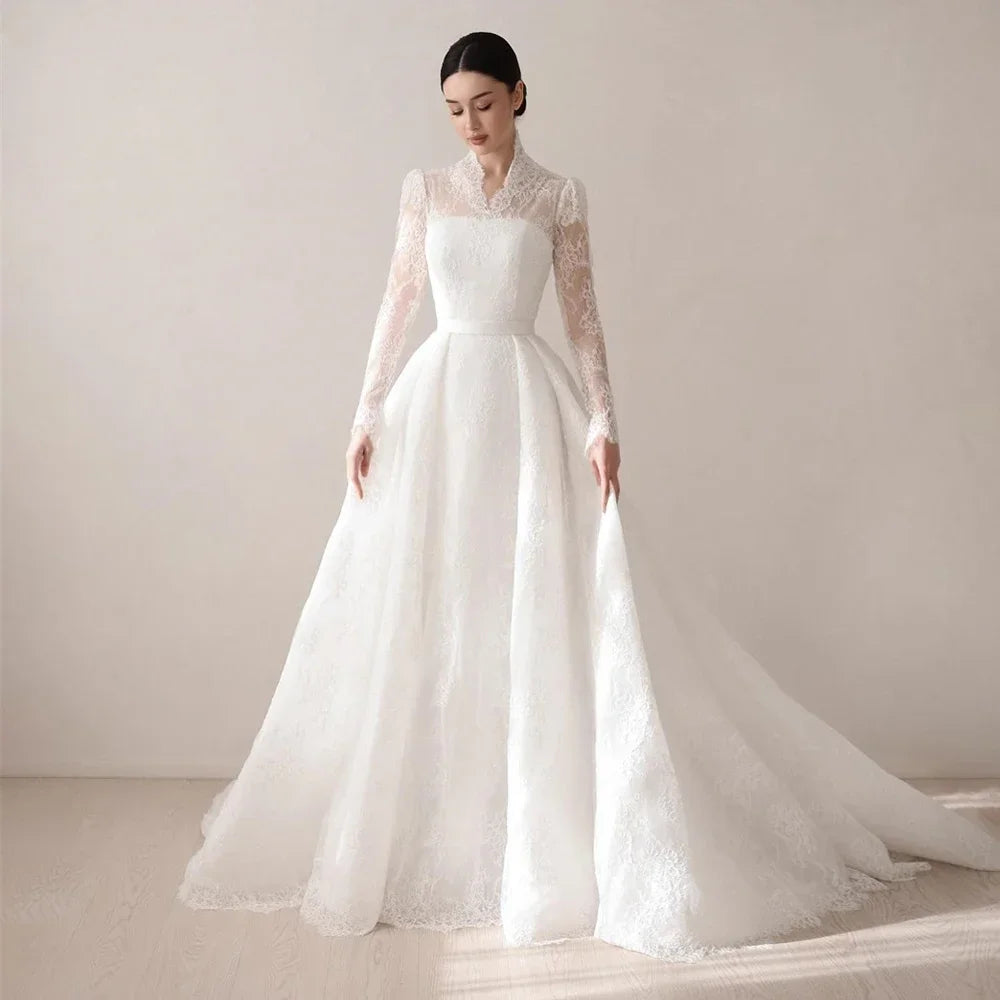 Long sleeve formal dress - side angle