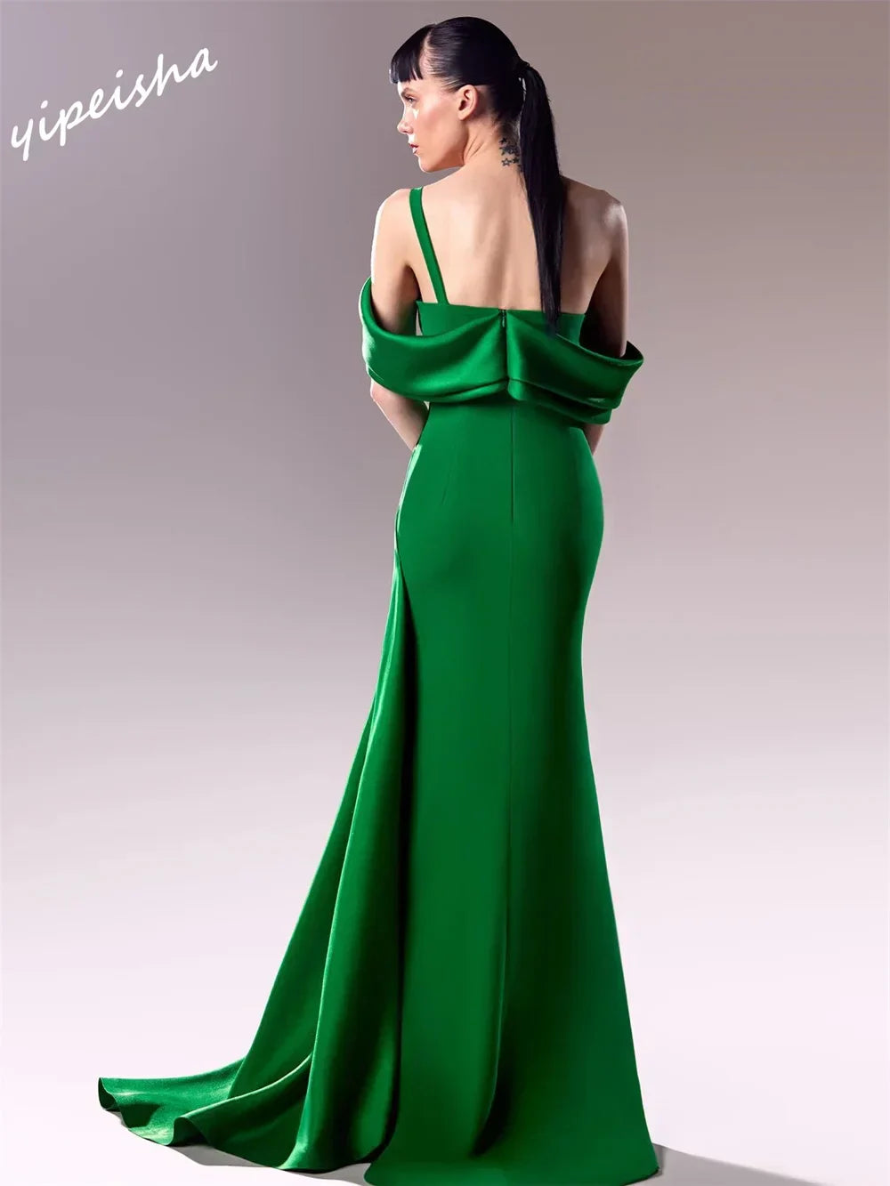Yipeisha Prom Dress Exquisite Off-the-shoulder Mermaid Floor Length Evening Dresses Draped Shirred Satin Customized
