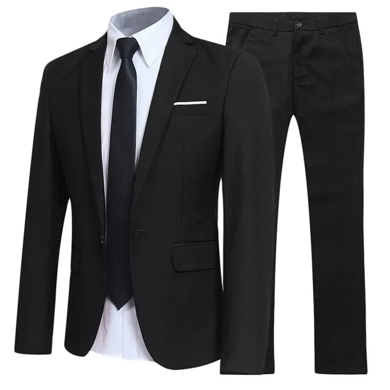 Men's British Style Elegant Blazers 2 Pieces Sets Business Shirt Pants Jacket Coat 3 Suits Formal Dress Wedding Luxury Suit