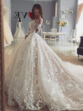 3D Lace Wedding Dresses 3D Lace Long Sleeve Appliques Bride Dress Vintage Appliques Wedding Gowns 2024 Ivory