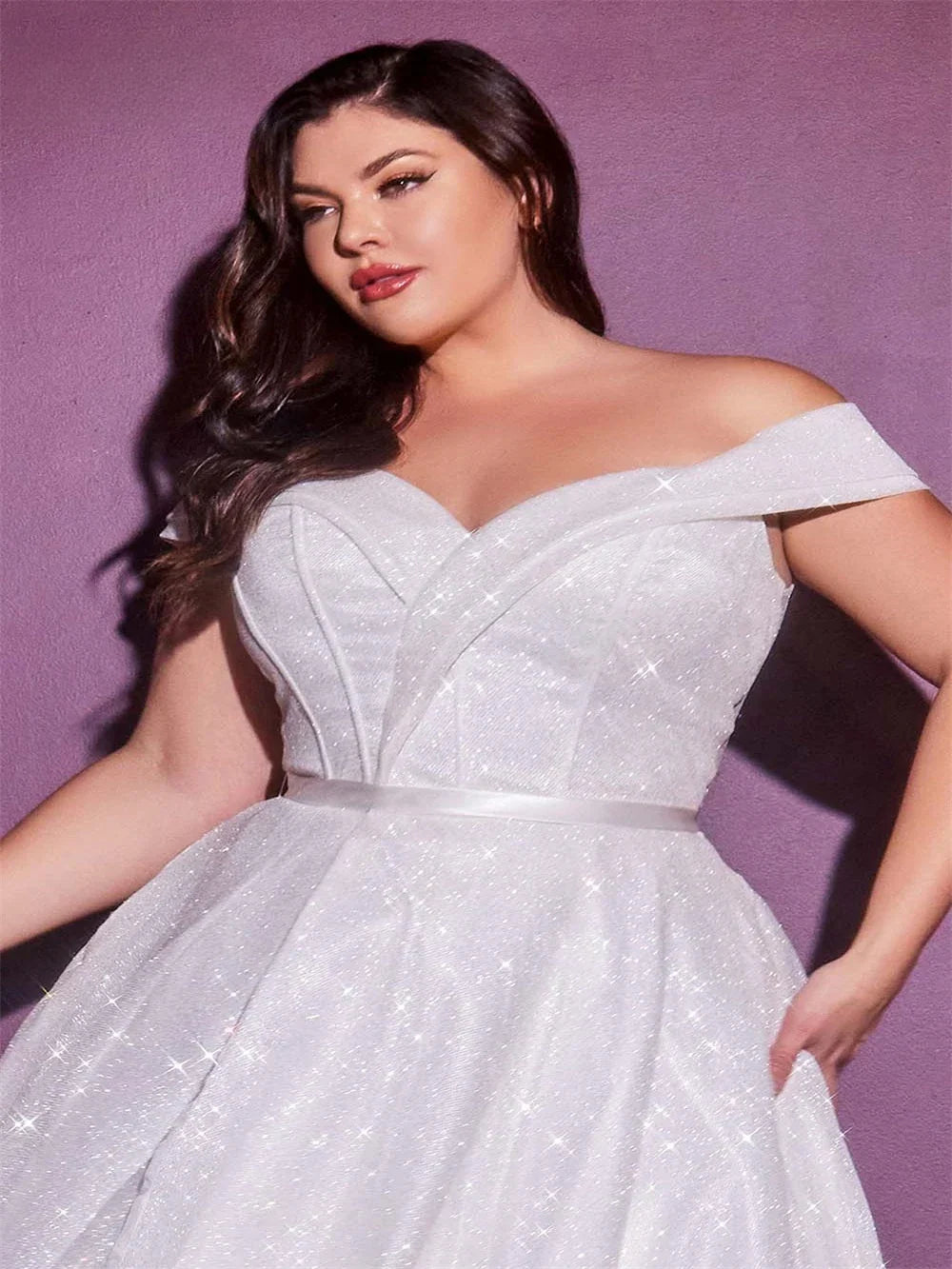 Elegant sequins off-the-shoulder sweetheart A-line popular wedding dress bridal veil