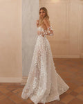Elegant A-line sweetheart appliques bridal gown back view