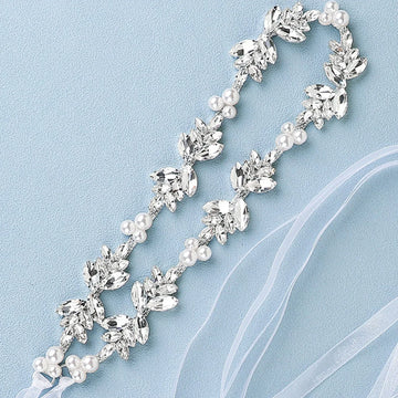 Crystal Rhinestones Wedding Belt Luxury Bridal Belts Sash White Ivory Champagne Ribbon For Women Evening Dress Bride Jewelry