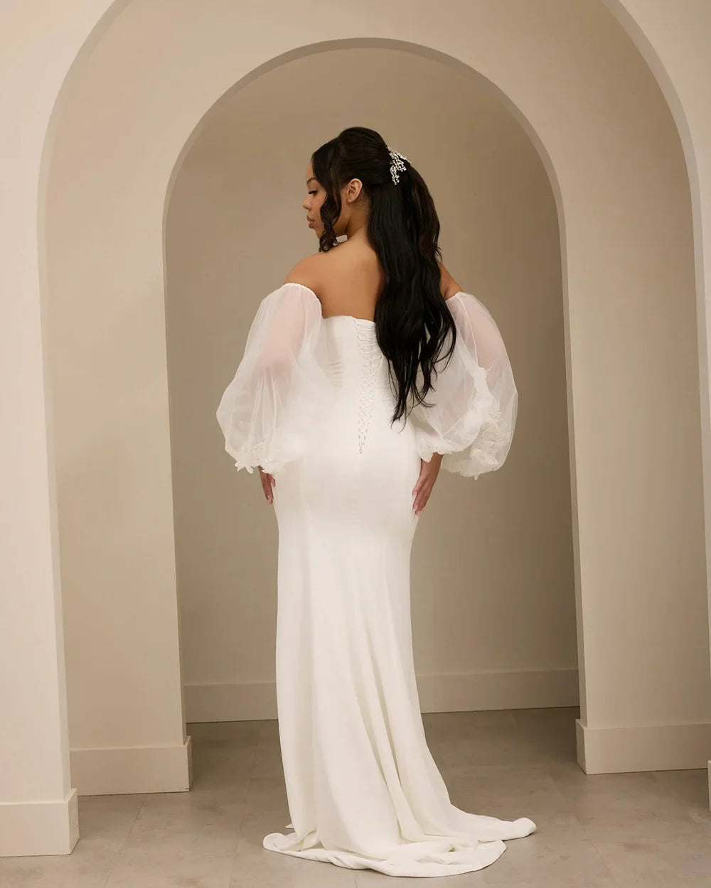 Plus Size Wedding Dresses Women Mermaid Puff Sleeve Off Shoulder Bridal Dress Vestido De Novia Long Wedding Gowns Customized