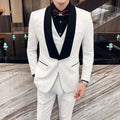 3 piece blazer vest pants fashion men groom tuxedo wedding banquet formal business suit ivory