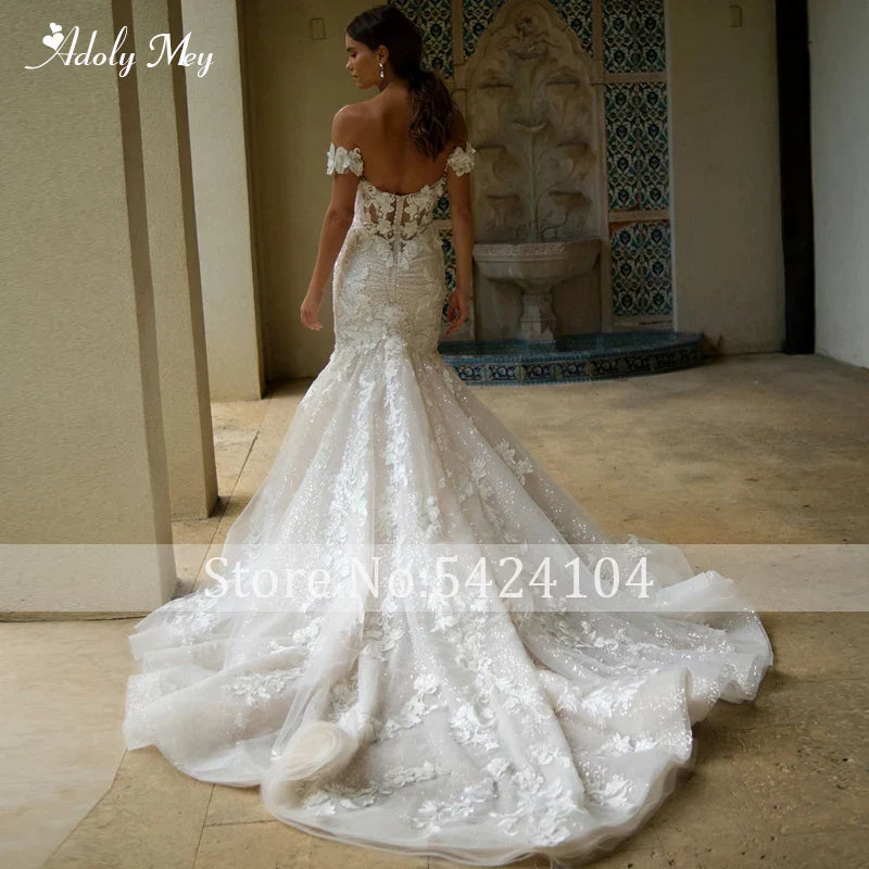 Mey Exquisite Flowers Appliques Bride Mermaid Wedding Dress Sexy Backless Sweetheart Neck Beaded Princess Bridal Gown