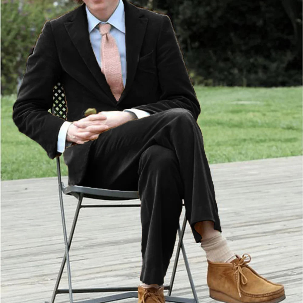 Slim casual corduroy men suit blazer pants extra color variant detail