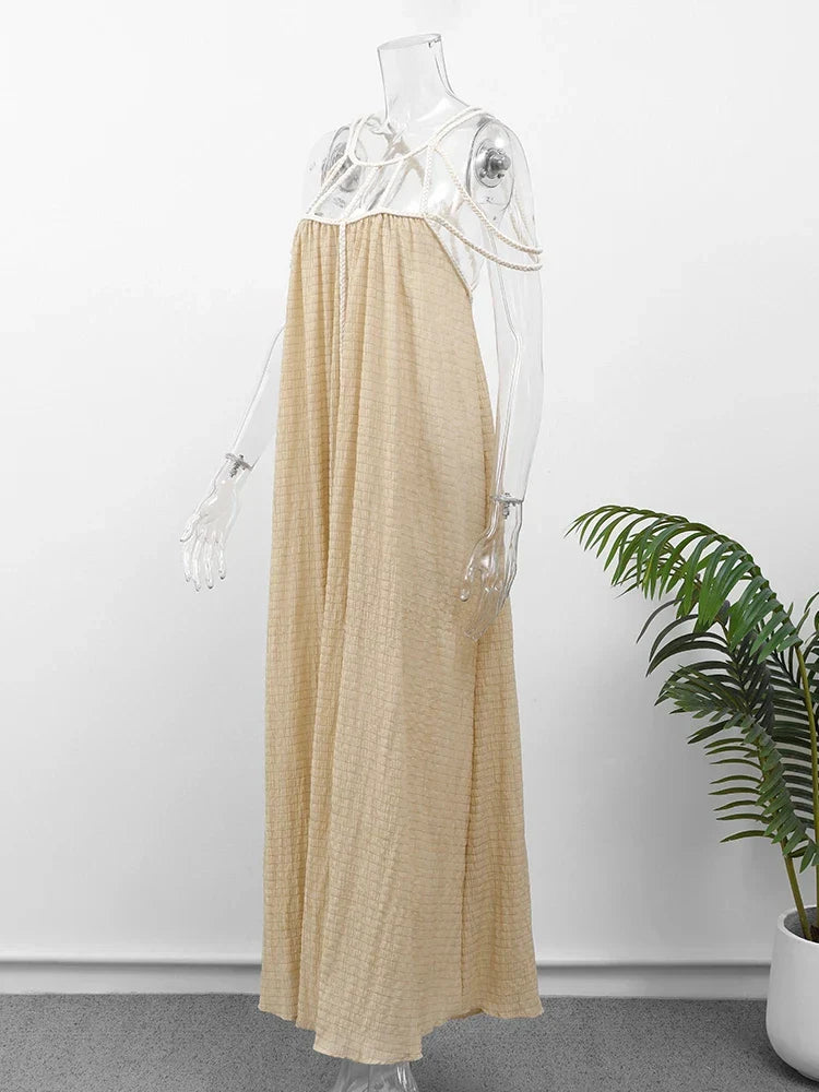 Solid Long Dresses For Women Loose Backless Chic Maxi Vestidos Fashion Beach Vacation Party Robe Summer