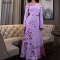 Elegant Evening Dress For Sexy Women 2024 فساتين السهرة Luxury Appliques Boat Neck A-Line Purple Cocktail Party Prom Gown