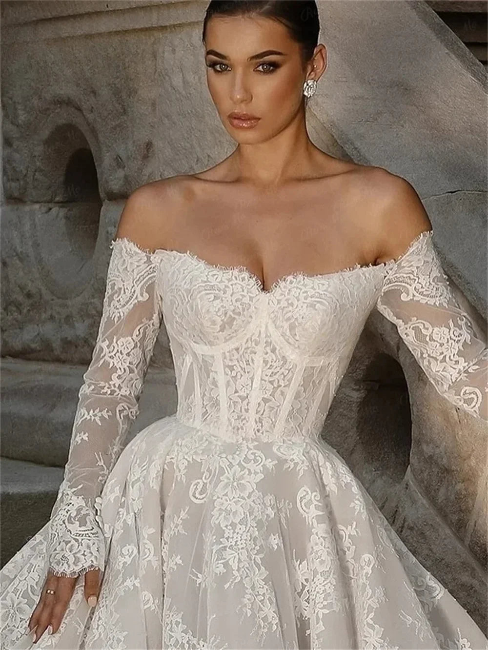 White formal dress - side angle