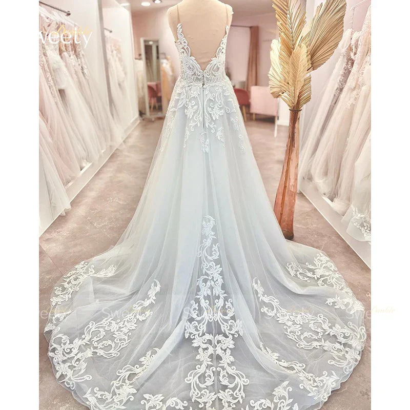 Simplicity Wedding Dress Organza Satin With Embroidery Lace Ball Gown A-Line Full Sleeve O-Neck Bride Dress Vestido De Novia But