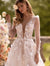 Attractive A-Line Wedding Dresses for Women V-Neck Backless Full-Sleeve 3D Appliques Pleated Court Train Robe De Mariee