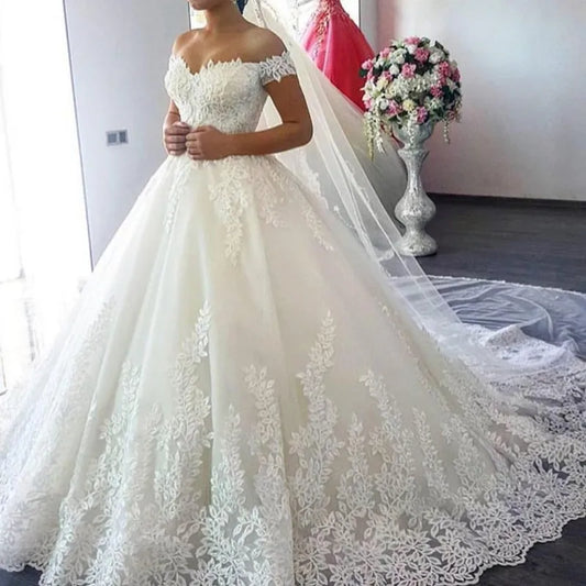 Customized Off the Shoulder Vestido De Noiva Wedding Dress Plus Size Vestidos De Novia Bridal Tulle Mariage