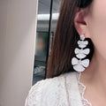 Luxury Long AAA Zircon Bridal Earrings CZ Cubic - worn view