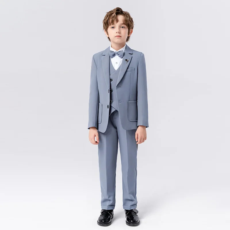 New Fashion Baby boys suits sets Formal solid baptism sets flower wedding childres suits baby party clothing 3pcs 3-12Y Conjunto
