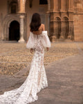 Mermaid Lace Wedding Dresses Long Sleeves Bridal Gowns Beaded Sweetheart Neckline Neck Plus Size Sweep Train - Image 2