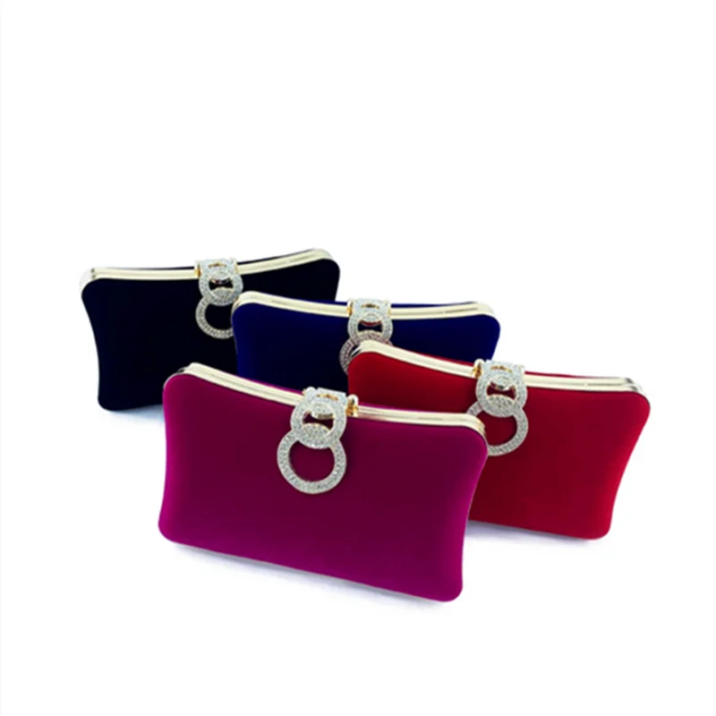 New Arrivals Side Bag For Women Luxury Crystal Hasp Square Sharp Clutch Corduroy Wedding Evening Party Small Cases Blue Red