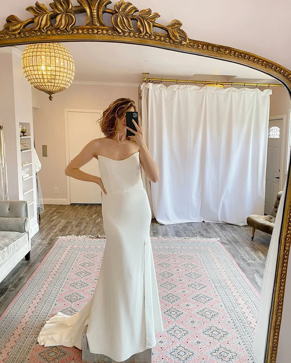 Customized Mermaid Long Wedding Dresses Backless Detachable Sleeves High Slit Sexy Brides Wedding Dress Women Bridal Dress