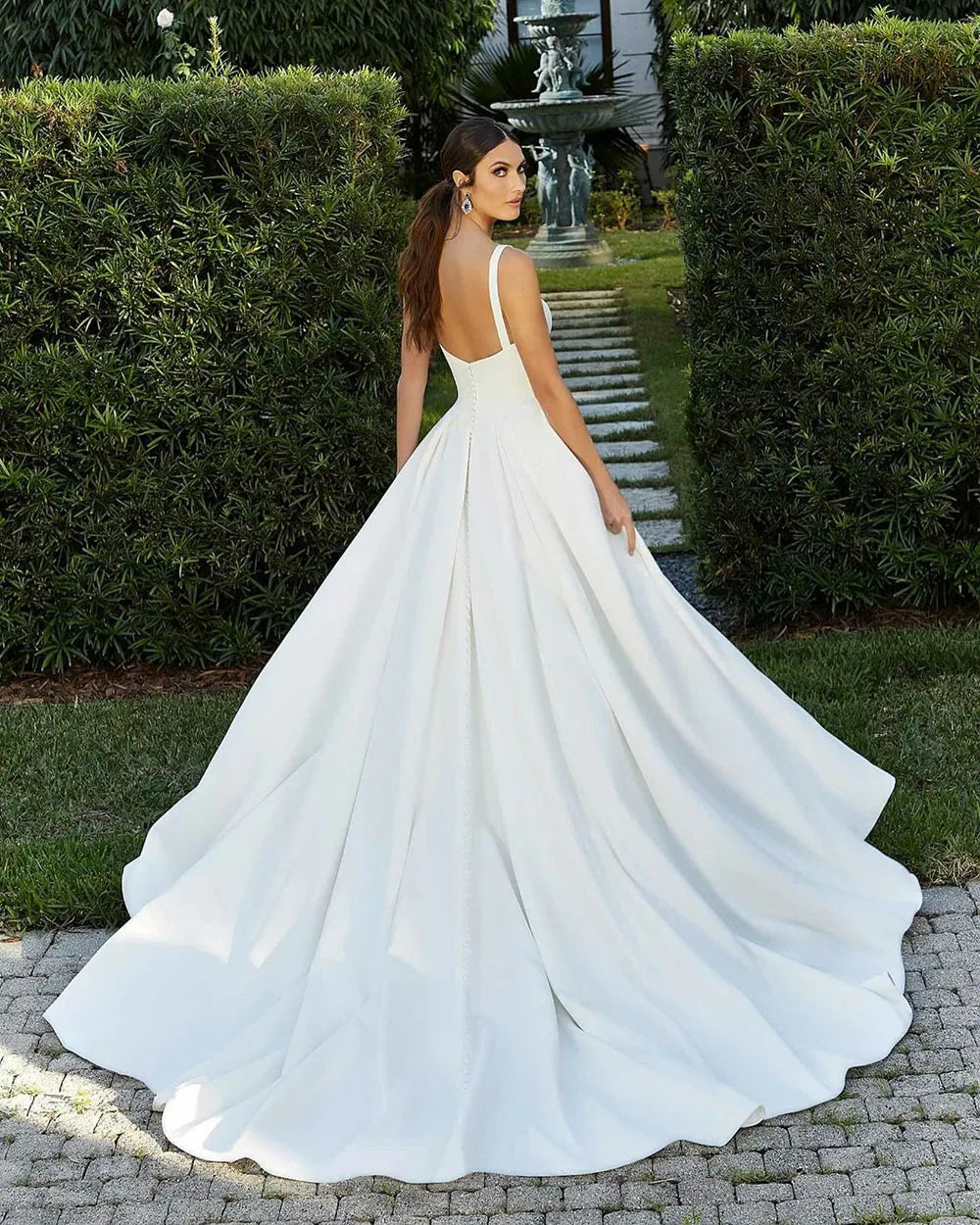 Modern A Line Wedding Dresses For Women Timeless Square Collar Bridal Dress Formal Brides Reception Gown Customized