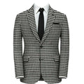 Plaid houndstooth single breasted slim 2 piece black white men wedding business suit detail