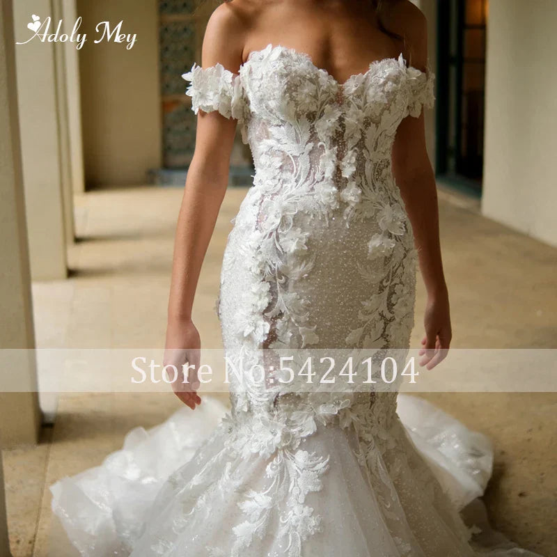 Mey Exquisite Flowers Appliques Bride Mermaid Wedding Dress Sexy Backless Sweetheart Neck Beaded Princess Bridal Gown