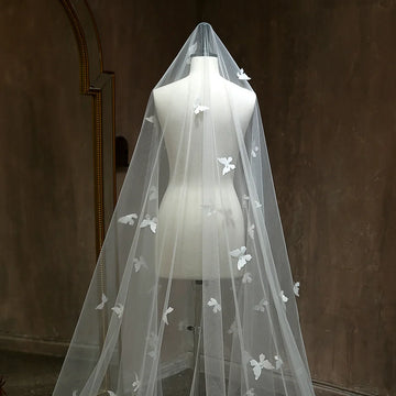 Long Butterfly Bridal Veil Lace Wedding Veils For Evening Dinner Party Dress Women Gift Hair Accessories Brides Jewelry